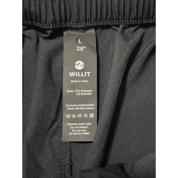 Willit Women's L Black Wide Leg Flowy Pants Athleisure Gorpcore Travel Active - Picture 3 of 7